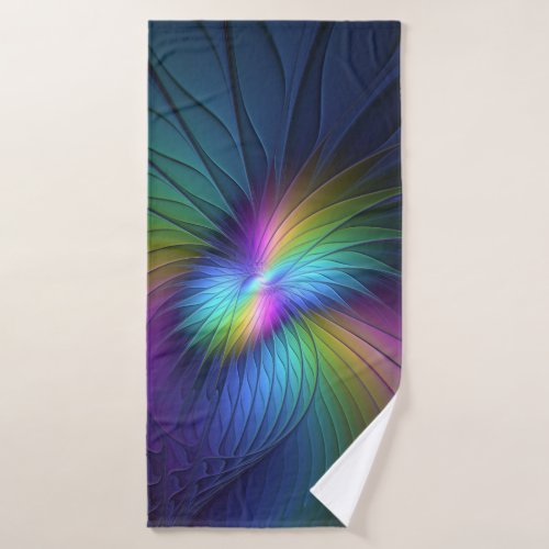 Colorful With Blue Modern Abstract Fractal Art Bath Towel