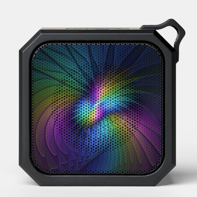 Colorful With Blue Modern Abstract Fractal Art Bluetooth Speaker (Front)