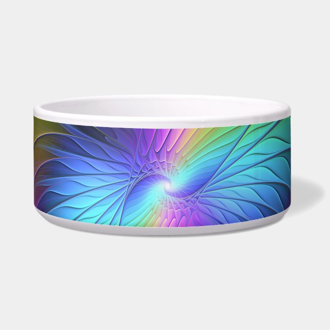 Colorful With Blue Modern Abstract Fractal Art Bowl (Front)