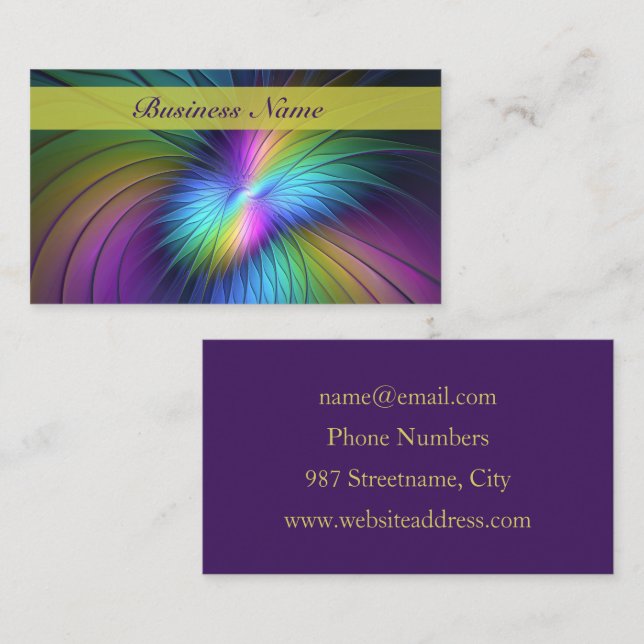 Colorful With Blue Modern Abstract Fractal Art Business Card (Front/Back)