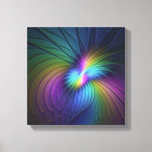 Colorful With Blue Modern Abstract Fractal Art Canvas Print