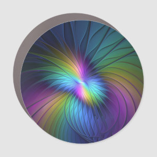 Colorful With Blue Modern Abstract Fractal Art Car Magnet