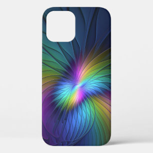 Colorful With Blue Modern Abstract Fractal Art iPhone 12 Case