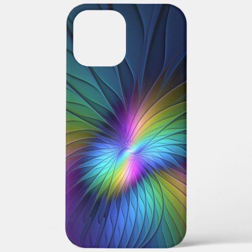 Colorful With Blue Modern Abstract Fractal Art iPhone 12 Pro Max Case