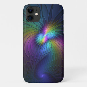 Colorful With Blue Modern Abstract Fractal Art iPhone 11 Case