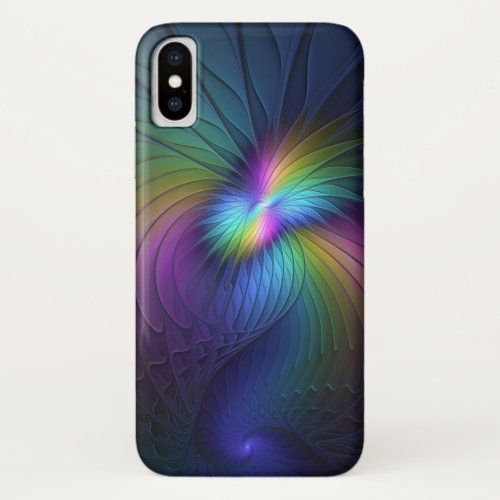 Colorful With Blue Modern Abstract Fractal Art iPhone X Case