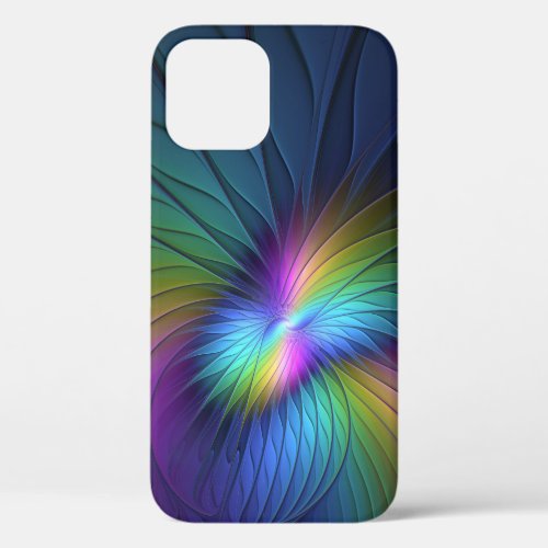 Colorful With Blue Modern Abstract Fractal Art iPhone 12 Pro Case