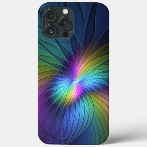 Colorful With Blue Modern Abstract Fractal Art iPhone 13 Pro Max Case