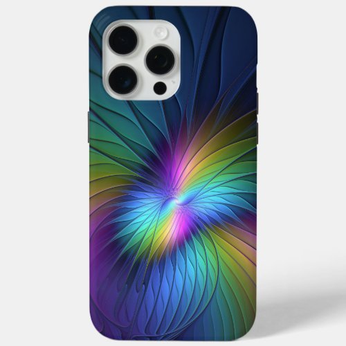 Colorful With Blue Modern Abstract Fractal Art iPhone 15 Pro Max Case