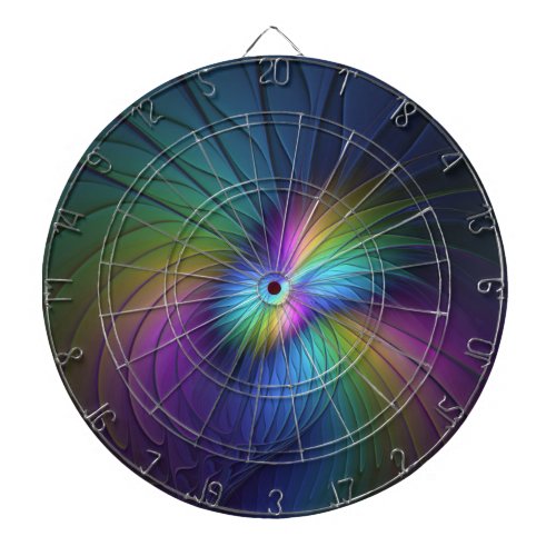 Colorful With Blue Modern Abstract Fractal Art Dart Board