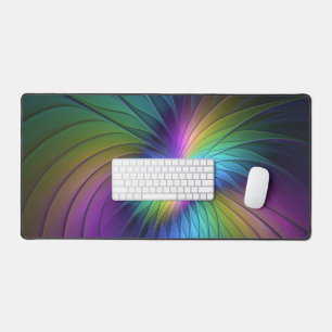 Colorful With Blue Modern Abstract Fractal Art Desk Mat