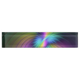 Colorful With Blue Modern Abstract Fractal Art Desk Name Plate