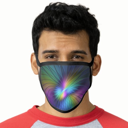 Colorful With Blue Modern Abstract Fractal Art Face Mask