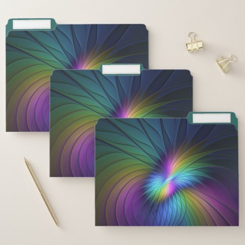 Colorful With Blue Modern Abstract Fractal Art File Folder