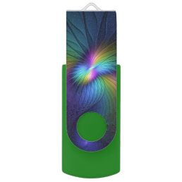 Colorful With Blue Modern Abstract Fractal Art Flash Drive