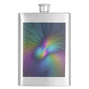 Colorful With Blue Modern Abstract Fractal Art Flask