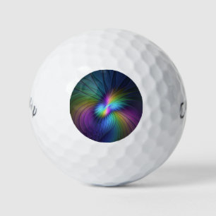 Colorful With Blue Modern Abstract Fractal Art Golf Balls