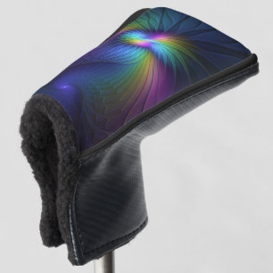 Colorful With Blue Modern Abstract Fractal Art Golf Head Cover