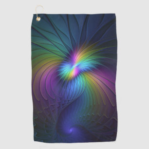 Colorful With Blue Modern Abstract Fractal Art Golf Towel
