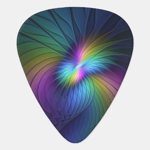 Colorful With Blue Modern Abstract Fractal Art Guitar Pick