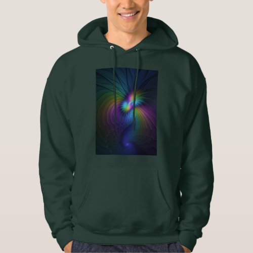 Colorful With Blue Modern Abstract Fractal Art Hoodie
