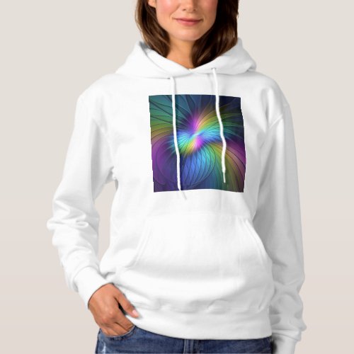 Colorful With Blue Modern Abstract Fractal Art Hoodie