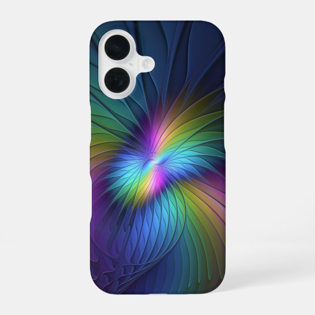 Colorful With Blue Modern Abstract Fractal Art iPhone Case (Back)