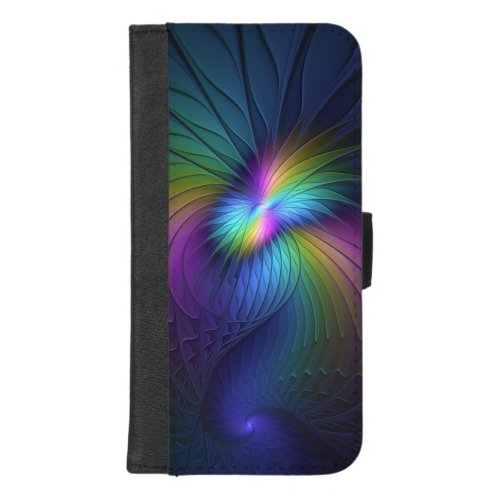 Colorful With Blue Modern Abstract Fractal Art iPhone 87 Plus Wallet Case