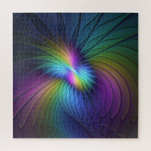 Colorful With Blue Modern Abstract Fractal Art Jigsaw Puzzle (Vertical)