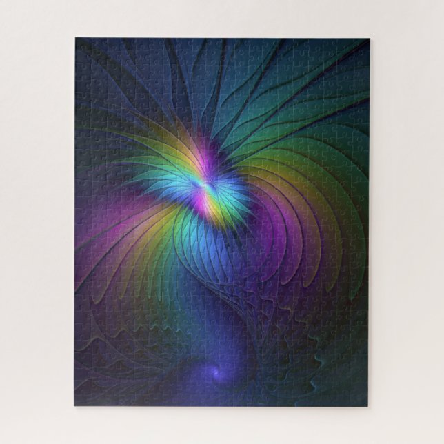 Colorful With Blue Modern Abstract Fractal Art Jigsaw Puzzle (Vertical)