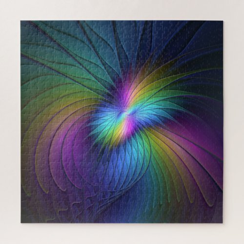 Colorful With Blue Modern Abstract Fractal Art Jigsaw Puzzle