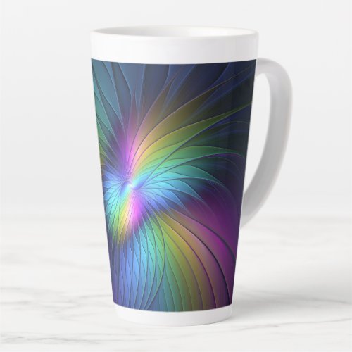 Colorful With Blue Modern Abstract Fractal Art Latte Mug