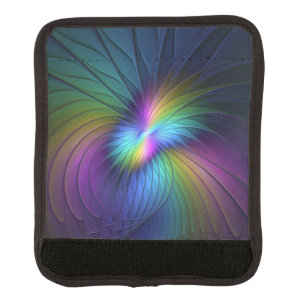 Colorful With Blue Modern Abstract Fractal Art Luggage Handle Wrap