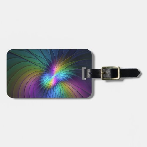 Colorful With Blue Modern Abstract Fractal Art Luggage Tag