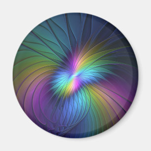 Colorful With Blue Modern Abstract Fractal Art Magnet