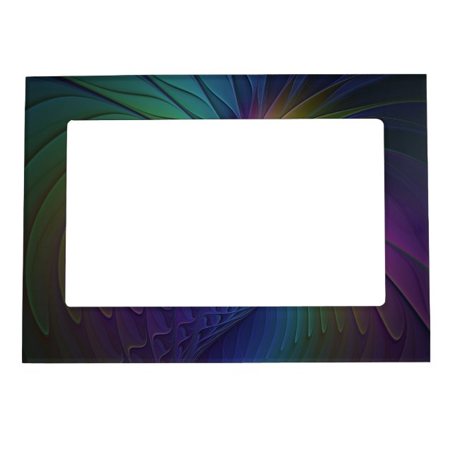 Colorful With Blue Modern Abstract Fractal Art Magnetic Frame (Front)