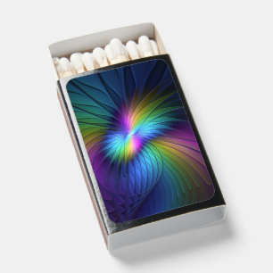 Colorful With Blue Modern Abstract Fractal Art Matchboxes
