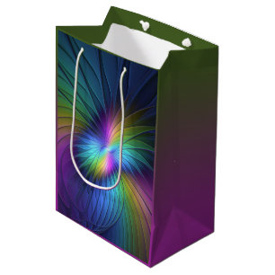 Colorful With Blue Modern Abstract Fractal Art Medium Gift Bag
