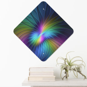 Colorful With Blue Modern Abstract Fractal Art Metal Sign