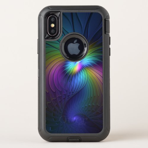 Colorful With Blue Modern Abstract Fractal Art OtterBox Defender iPhone X Case