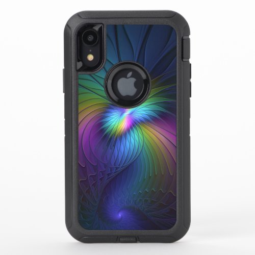 Colorful With Blue Modern Abstract Fractal Art OtterBox Defender iPhone XR Case