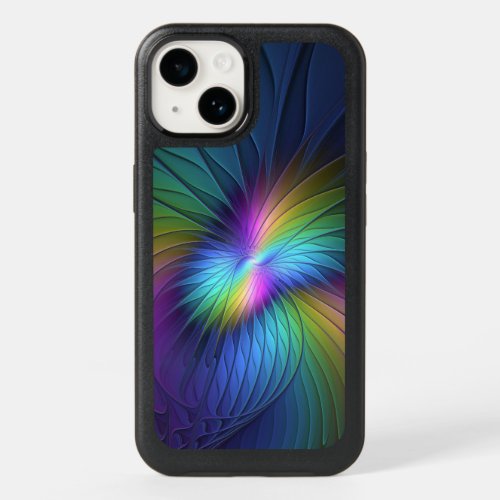 Colorful With Blue Modern Abstract Fractal Art OtterBox iPhone 14 Case