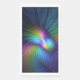 Colorful With Blue Modern Abstract Fractal Art Paper Guest Towels