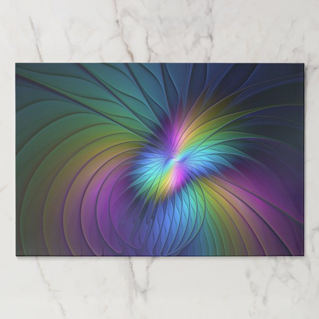 Colorful With Blue Modern Abstract Fractal Art Paper Pad (Front)