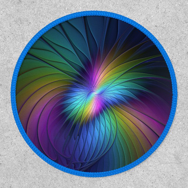 Colorful With Blue Modern Abstract Fractal Art Patch (Front)