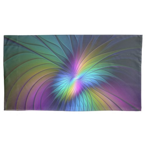 Colorful With Blue Modern Abstract Fractal Art Pillow Case