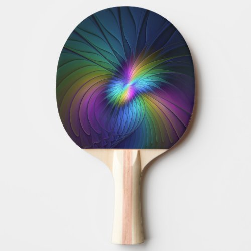 Colorful With Blue Modern Abstract Fractal Art Ping Pong Paddle