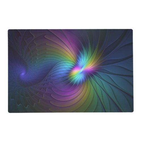 Colorful With Blue Modern Abstract Fractal Art Placemat