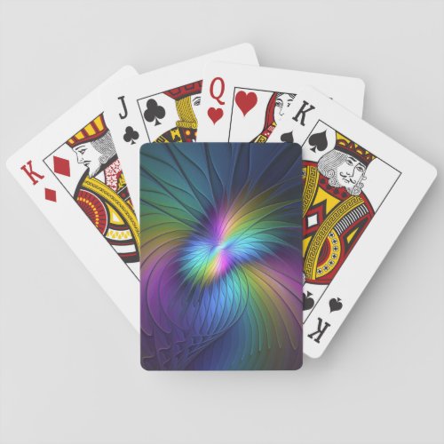 Colorful With Blue Modern Abstract Fractal Art Playing Cards