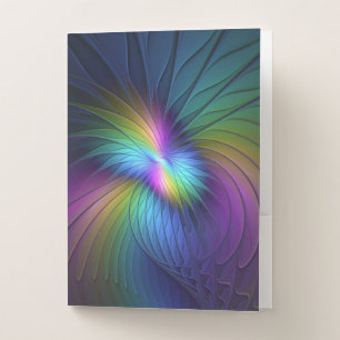 Colorful With Blue Modern Abstract Fractal Art Pocket Folder